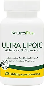 Natures Plus Ultra Lipoic - 30双脂片 - Alpha Lipoic & R-Lipoic Acid - 抗氧化剂支持 - 配有Probiotics & 年龄防御营养剂 - Gluten Free - 30 services