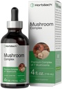 Horbäach蘑菇综合体 4 Fl Oz Herbal 液滴 狮子的马内,雷希,Shiitake,Chaga, Cordyceps, Maitake, 和Oyster 蘑菇 补充 Blend QQ Vegetarian QX Non-GMO, Gluten 自由公式