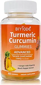 Curcumin Gummys 联合支持天然菠萝 Flavor 无糖消化功能和增强运动性能的免疫健康图案补充,60个乡镇