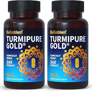 BioEmblem Turmeric Curcumin 与临床研究的TurmiPure - 1 Small Cap Daily, 24x More Absolute than others - 非GMO - 联合支持,健康炎症 Turmeric 补充, 60 service