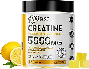 Creatine Monohydrate Gummys, 120 Creatine 无糖Gummys, 含1000毫克镁复合物和L-Thrionate, 供男性和女性使用,能源支持1包