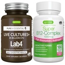 现场文化+ Lab4 Probiotics + Super B12-Complex, Vegan Bundle, 25亿 CFU 酸性杆菌和Bifidobacterium + 高吸收分语言 B12, 作者: Igennus