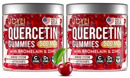 2 Pack - JOYLI Quercetin Gummys with Bromelain, Zinc, Vitamin C & D3 - 无糖Quercetin 对免疫支持和季节性健康的补充 - 500 mg Quercetin for Kids & Adults - 60 Gummys每包