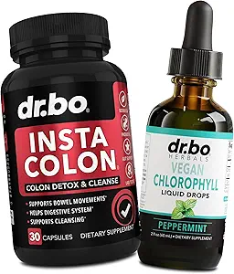 Colon Clean Cleanser Detox & Chlorophyl Liquid Drops - 15 Day Colon Clean Cleanse Pills with Ginger, Lifan Chlorophyll Drops 人体吸尘器 内部除臭剂 - Poop Bowel运动 补充肠道固液支持