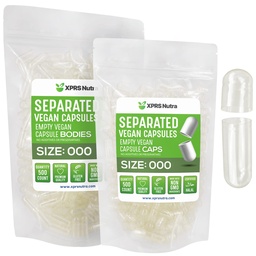 XPRS Nutra Vegan 尺寸 000 分离的卡普尔- 500 个在包中分离的 Premium 空卡普尔- 清除空卡普尔- 000 个用于 DIY 补充的 Pills