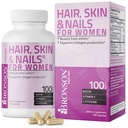 Bronson Hair, Skin & Nails, 配有生物素 外强性维生素 女性补充, 100卡普勒