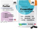 补充ForHer & Basic Vegan 多维塔明套装 — — 30天女性健康支持 Omega 3, B12, D3, 铁, Folate & More — 能源,豁免和激素平衡