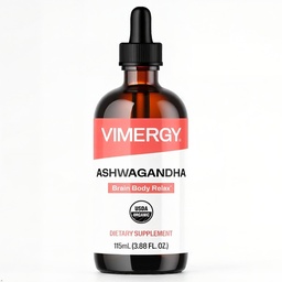Vimergy USDA Organical Ashwagandha 液体提取器,57 Services – Stress Suppers – Adaptoin – 支持认知函数 – 支持睡眠支持 – 无酒精,非GMO, Vegan & Paleo 友好(115 ml)