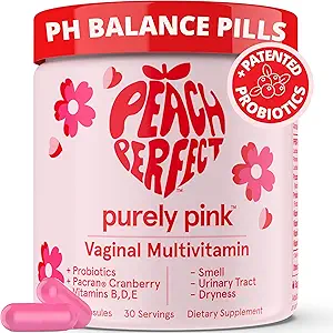 纯粉红素 女性多维素、阴道健康 Cranberry 补充维生素、支持pH平衡、女性护理、尿道切除疗法、健康植物和食臭,30种服务