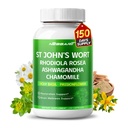 ST John's Wort 14-in-1 Natural Blend with Rhodiola Ashwagandha Chamomille Holy Basil L-Thenine Valerian Passionflower - 150 Counter - 在美国制造和试验