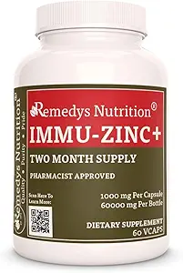 补救措施:Immu-Zinc + + + + 1000 mg,60 Vegan Capsules 膳食补充 → 两个月供应 → 还包含长老莓、葡萄酒和Oregano