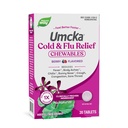 自然之道 冷+Flu 救济,Umcka, 缩短持续时间和减少热度, 多同位素救济, 顺势疗法, Phenylephrine Free, Non-Drowsy, Berry Flavored, 20 Chewable Taps (Package May Vary)
