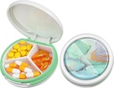 Serfeymi小药盒 - 3 Portable Pill Box for Purse Pocket, Contract Mini Travel Pill Case - 适合医药,维生素,鱼油,补充品 - White (Marble)