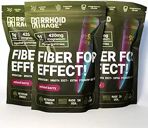 Fiber和Magnesium Gummys,支持消化健康,解放便秘,帮助预防痔疮,具有溶解性和不溶解性纤维,美国制造,60 ct(3)