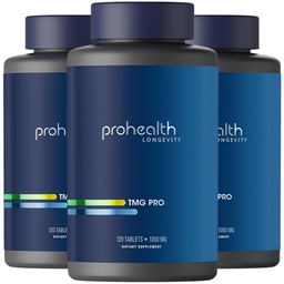 ProHealth Longevity QQ TMG 补充剂(三甲基甘草),贝氏安非他明-1000毫克,120片-甲基化支持(3包)