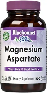 BlueBonnet 营养镁分解,支持健康镁水平,Soy & Gluten & Dairy Free, Non-GMO, Kosher认证, Vegan, 100 services, White, 200 Count