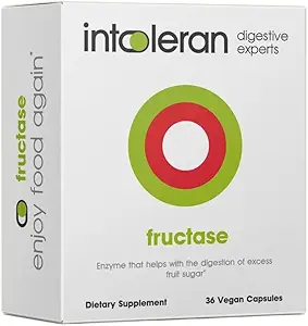 Intoleran Fructase 消化酶 - 36 Capsules – 增殖酶 – 增殖酶 – 帮助消化糖类食品和饮料(Fruit Sugar) – 快速代理 – 纯 和 Vegan – 低FODMAP