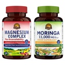 Vitalitown Magnesium + Moringa Bundle (Pack of 2) + 镁复合体(项目1) + Moringa (项目2) + 120 镁胶囊和 90 莫林加胶囊