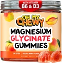 Center-Filled Magnesium Glycnate Gummys 400MG - 儿童、青少年和成年人的高吸收率 - 睡眠、冷静和肌肉放松补充B6 & D3 - Gluten Free & Vegan Friendly - 60 Counter