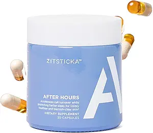 ZitSticka 维生素Acne Cystic Acne / 30 Natural Caps for Men and Men, 荷尔蒙支持,皮肤清晰度,暗点 - 皮肤学家测试(Hours Ceramides之后)