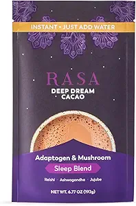 Rasa Deep Dream Cacao – 适应性蘑菇 睡眠 混合 QQ Vegan,与Reishi + Ashwagandha + Jujube(6.77 oz. / 24 Services)一起自由的格卢滕.