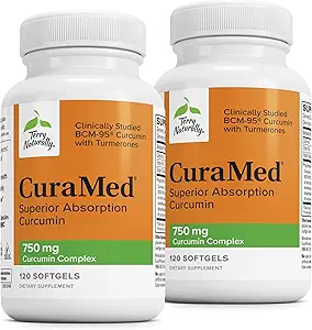 Terry自然CuraMed 750毫克 -- -- 大脑和心脏健康抗氧化剂补充剂 -- -- 配有高致病性Crucumin综合体 -- -- 肾脏、肝脏和免疫健康支助 -- -- 120软胶(包2)