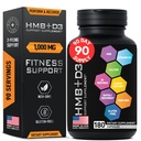 HMB 配有维生素D3 - 1000mg β-羟基β-甲基丁酸酯 / 用于肌肉生长、强力和复苏 - 180 不含葡萄糖,非GMO HMB Capsules, 3-Month供应