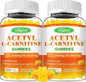 2 Pack Acetyl L-Carnitine Gummys for Men and Women - 每日能源支持与免疫支持 Gummys,芒果火焰,120 Counter