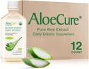 AloeCure USDA Organic Aloe Vera Juice Made Within 12 Hrs of Harvest - Pure Aloe Juice Natural Digestive Supplement to Support Digestion, Immune System and Balanced Stomach Acidity, 12 x 500ml Bottles