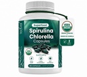 茶韦利有机螺旋藻和氯氏菌(Chlorella Capsules) – 180 氯酚类药丸,蓝绿藻粉状瓶子草(Blue Green Algae Powsules to support Detox, Mitochondria & Energy) – 3X 更多氯氏菌 螺旋藻/服务