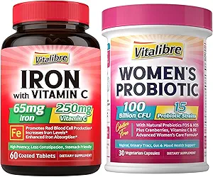 镁复合物 6 + 1 + 女性Probiotics 100亿 CFU + 铁 + 65 mg 碳酰铁 配有 250 mg 维生素 C