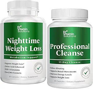 DR VITAMIN SOLUTIONS 夜间脂肪燃烧器和15天清洁器,布局和重量损失,60顶盖