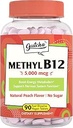 Gutcha维生素B12,5000mcg,生物活性甲基Cobalamin,用于Nerve,心脏,脑健康与能源生产,非转基因生物,无糖,无胶,天然桃花,90 Vegan和快速溶解片
