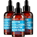 PrimeMD 4-in-1 液态生物素 Collagen Keratin Saw Palmetto Drops(3包) Bundle - 25000mcg 头发钉和皮肤维生素供女性和男性使用 - 2 Fl Oz Each, 西瓜 Flavor, Gluten-Free, 非GMO