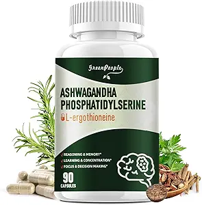 绿色PEOPLE L-Ergothioneine 25MG 复合卡普尔-90 CT 9 in1 Brain 配有 Ashwagandha & Phosphatidylserine 用于理性和记忆/学习和集中/聚焦