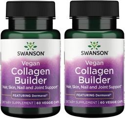 Swanson Vegan Collagen Builder - Feature Dermaval - 头发,皮肤,钉子健康 - 60 Veg Caps(2包)