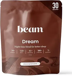 Beam Dream Sleep Powder, L-Theanine, Apigenin, Reishi和Magnesium, 第三方测试了《自然睡眠援助》和《深睡、放松和恢复补充》,《自然睡眠支助》,30种服务