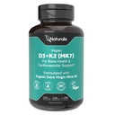 Naturalis Vegan Vitamin D3 + K2 配有额外处女橄榄油 → 5000iu Vitamin D 配有120mcg MK7 Vitamin K → 更好支持骨骼和免疫健康 → Vegan 协会认证 180 Softgels