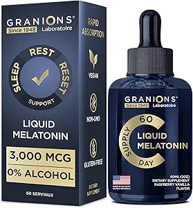 液体Melatonin 3mg - 成人和孩子6岁及以上液体睡眠援助 - 亚语Melatonin Drops for Quick Sleep and Recrewing Rest for Longer - 60ml 60 Days Raspberry Vanilla Flavor Melatonina - 60ml 60日