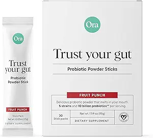 Ora 有机增生小精灵加预生药 - Vegan 消化卫生的增生药 - 无乳品,无糖,无糖添加,敏感胃 - 30 快溶粉棒