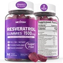 Resveratrol Supplement 1500mg - Resveratrol Gummies Supports NAD⁺, NMN & NMNH Synergy, with Quercetin, Grape Seed, Acai Berries Extracts for Antioxidant, Healthy Aging & longevity, Skin, Brain - 2Pcs