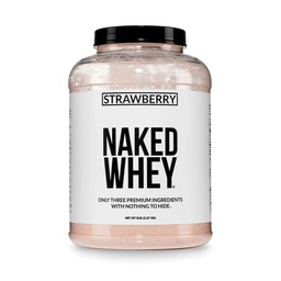 NAKED Strawberry Whey Protein - All Natural Grass Fed Whey Protein Powder + Dried Strawberries + Coconut Sugar- 5lb Bulk, GMO-Free, Soy Free, Gluten Free. Aid Muscle Growth & Recovery - 61 Servings