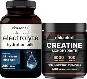 NatureBell Creatine 单水合物 粉末和高级电解液 水解药 包 | 高吸收微量化 re 快速水解 Keto 电解剂