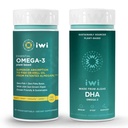 Iwi Omega-3 基本 & DHA Omega-3 Bundle, 30名服务员, Vegan 植物型藻 Omega 3, Krill 和鱼油替代品,无鱼味余料