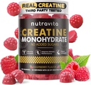 Nutravita Creatine Monohydrate Gummys for Men and Women 5g of Creatine Monohydrate per service - 免糖,维根,Raspberry Flavor, 120 伯爵