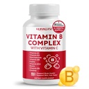维生素B 复合维生素B1,B2,6,9,12 Niacin,配有维生素C - 支持脑健康,能量水平,皮肤,毛发,和钉子 - 在美国制造和测试.