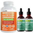 21-in-1 Berberine 配有锡兰肉桂铬,Bitter Melon 和 Green Tea Excert (120 cm) & 5-in-1 Mullein Dropps for Lungs and respiratory Lung Health and Bronchial Supports (60 services) 的贝贝林补充剂,配有锡兰肉桂铬,Bitter Melon 和 Green Tea Excert (120 cm) & 5-in-1 Mullein Dropps for Rungs and Respiratoral Lung Health and Bronchial Supports (60 servicents)
