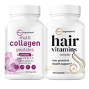 女性和头发维生素复合体多科拉根复合体 Capsules Bundle 2 Pack QQ 草-Fed Colagen Peptides 14-in-1 高级毛发生长支持