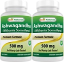 Best Naturals Ashwagandha 摘录 500 Mg 120 卡普勒斯(2包)