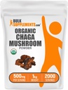 Bulk Assupports.com 有机查加蘑菇 粉末 - 查加蘑菇 Superfood Assuppose - Vegan & Gluten Free,每服500毫克,1kg(2.2磅)(一袋)